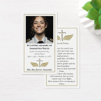 Funeral Photo Prayer for Pilot Modern Aviation