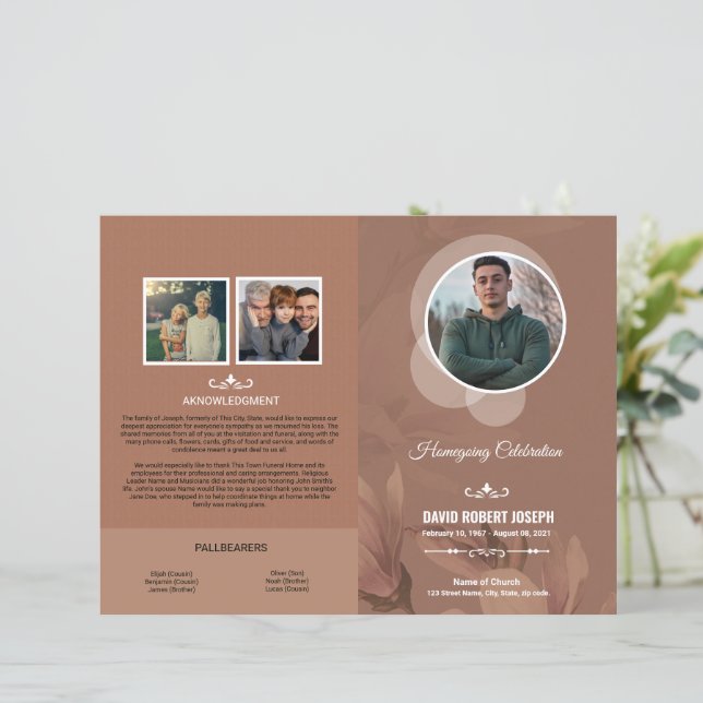 Funeral Program Template (Em pé/Frente)