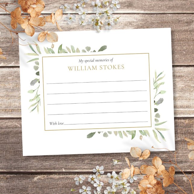 Funeral Verde Personalizado Compartilha Uma Memóri (Personalized Greenery Funeral Share A Memory)