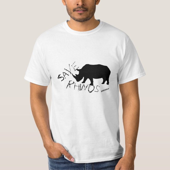 Funky and Na moda Save Rhinos T-Shirt Top (Frente)