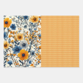 Funky Blue E Yellow Vintage Mistura De Metade Flor