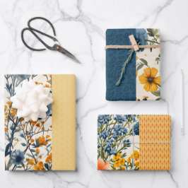 Funky Blue E Yellow Vintage Mistura De Metade Flor