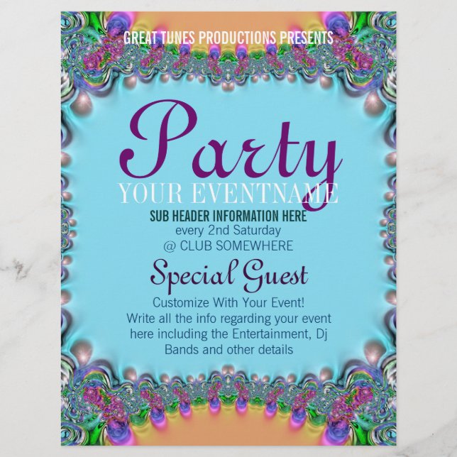 Funky Boho Circus Diversão Pronta Para Folhetos Fe (Frente)