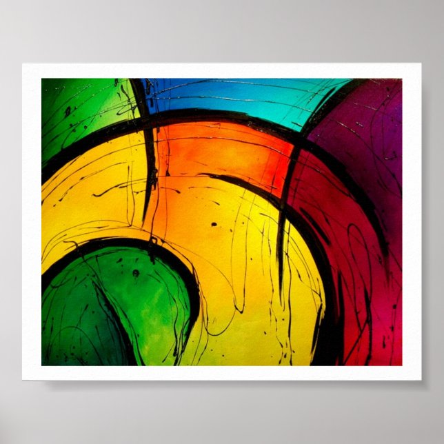 Funky Bright Abstrato Art Poster (Frente)
