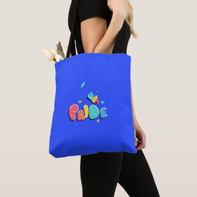 Funky Orgulho gay Rainbow LGBTQ+ Lésbica Tote Bag (Close Up)