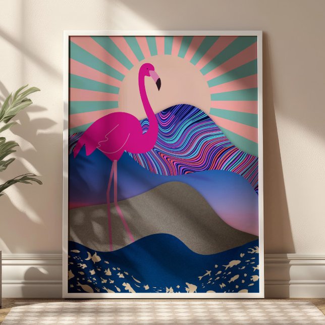Funky Psychedelic Flamingo Poster (Criador carregado)