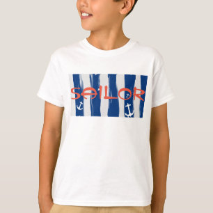 Funky Sailor Blue Stripes Anchura T-Shirt