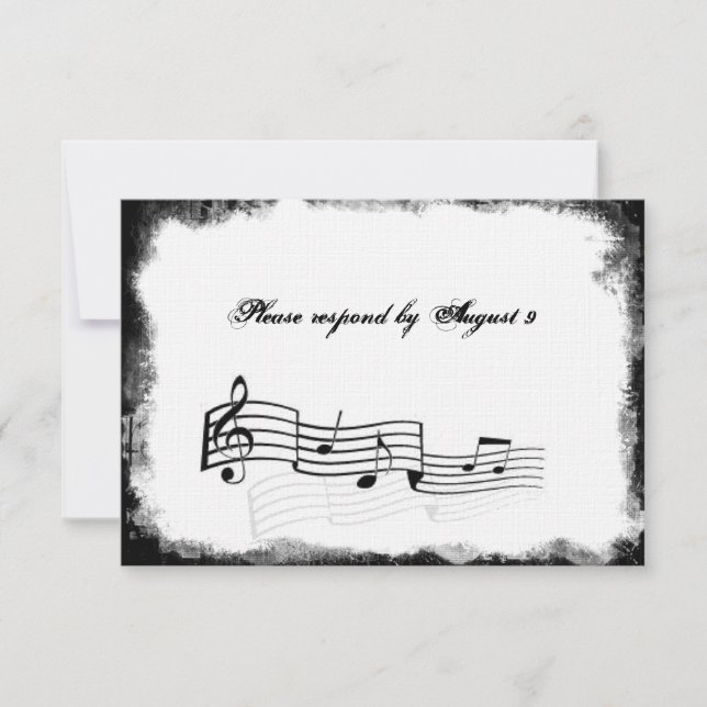 Funky Torn Paper Black Music rsvp com envelopes (Frente)