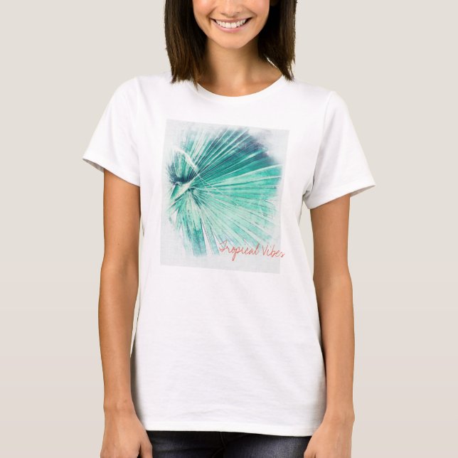 Funky Tropical Vibes Pal Tree Leaf T-Shirt (Frente)