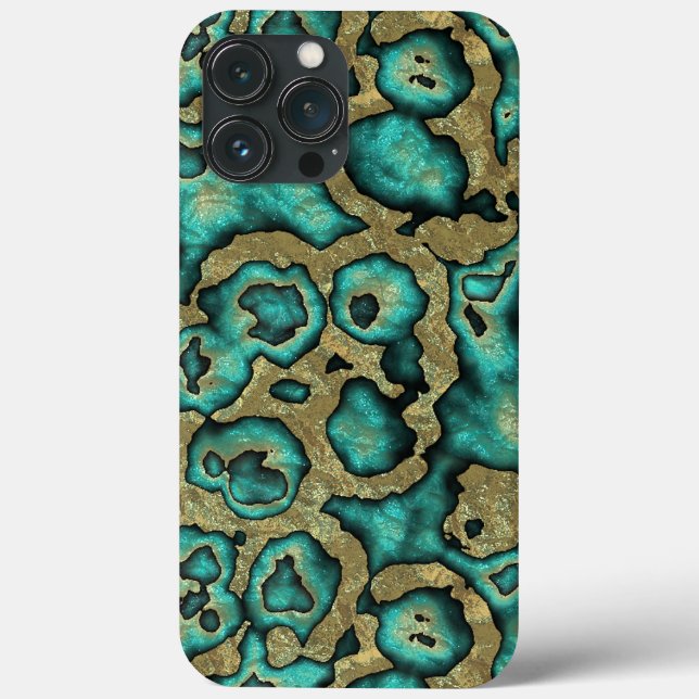 Funky Turquoise Green Faux Dourado Swirls Art Patt (Verso)