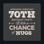 Funny 70th birthday sayings<br><div class="desc">Funny 70th birthday sayings quote with humorous saying as Weekend Forecast 70th Birthday Party With A Chance Of Hugs. Happy 70th birthday for celebrating the birthday of your loved ones for example your grandma,  grandpa,  father,  mother,  uncle or aunt. Happy 70th birthday gift idea.</div>
