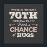 Funny 70th birthday sayings<br><div class="desc">Funny 70th birthday sayings quote with humorous saying as Weekend Forecast 70th Birthday Party With A Chance Of Hugs. Happy 70th birthday for celebrating the birthday of your loved ones for example your grandma,  grandpa,  father,  mother,  uncle or aunt. Happy 70th birthday gift idea.</div>