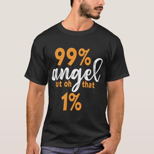 Funny Angel Devil 99 Percent Wild Side  T-Shirt (Frente)