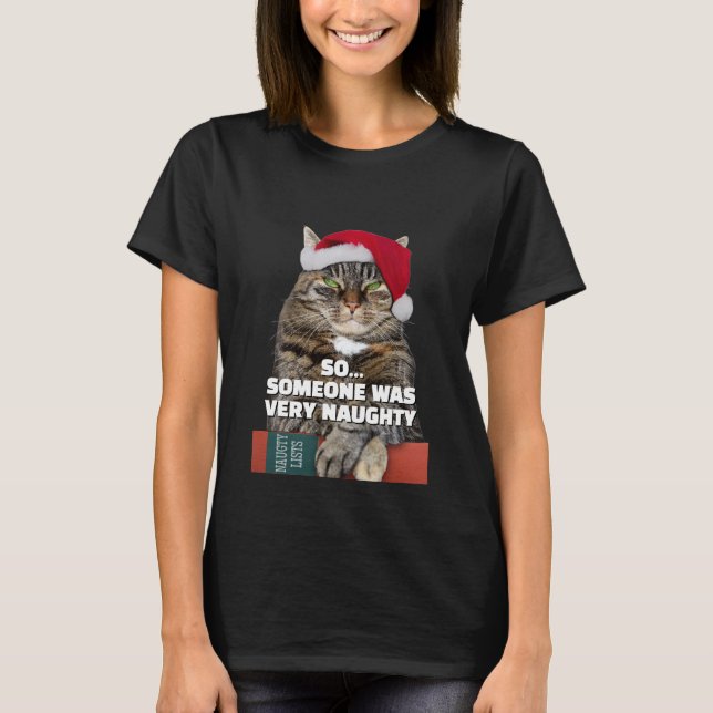 Funny angry cat Christmas T-Shirt (Frente)