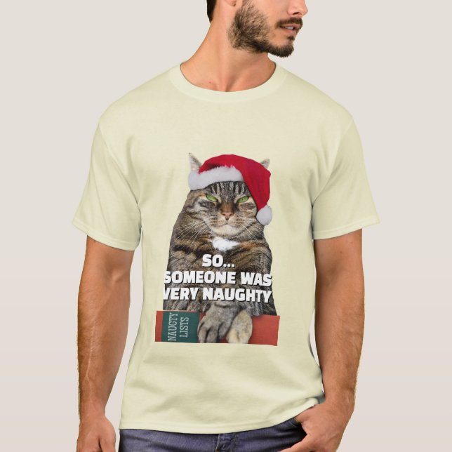 Funny angry cat Christmas T-Shirt (Frente)
