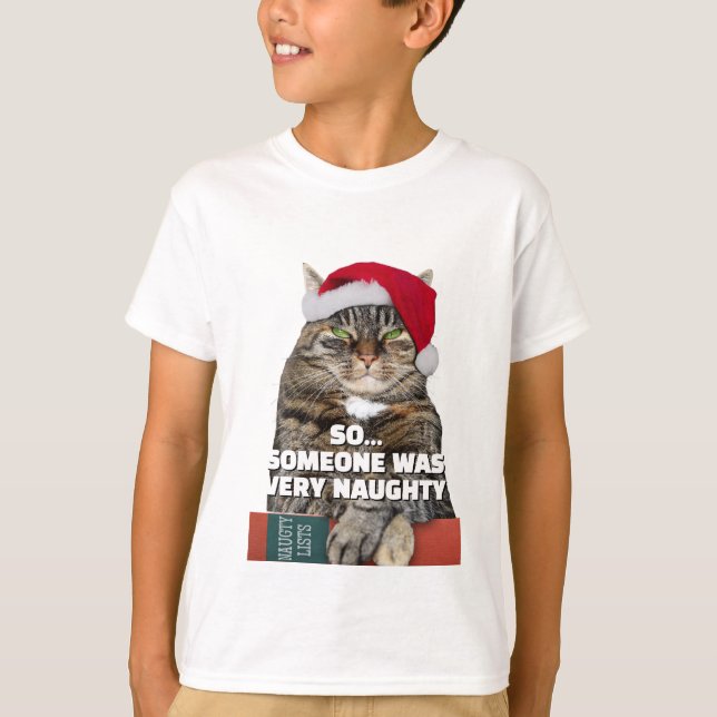 Funny angry cat Christmas T-Shirt (Frente)