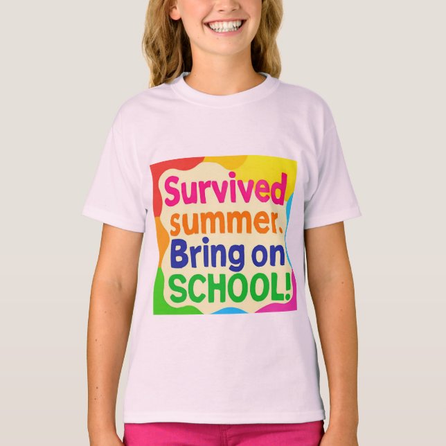 Funny Back to School Kids T-Shirt – "Survived Summ (Frente)