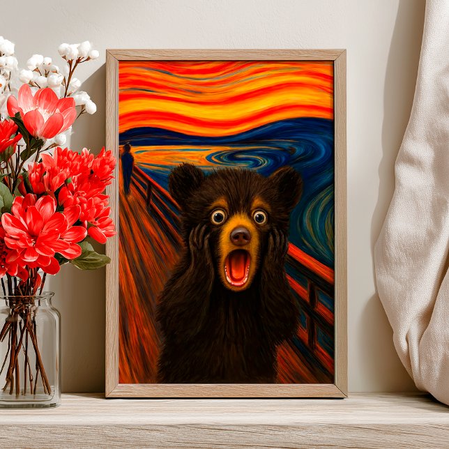 Funny Black Bear Scream Inspired Poster (Criador carregado)
