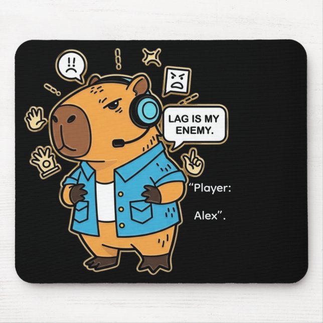 Funny Capybara Gamer Mousepad – Personalized with  (Frente)