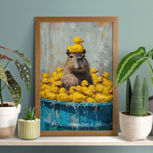 Funny Capybara Rubber Duck Pool Poster (Criador carregado)