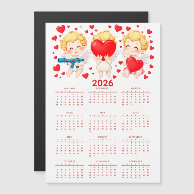 Funny cartoon angels calendar 2026 (Frente/Verso)