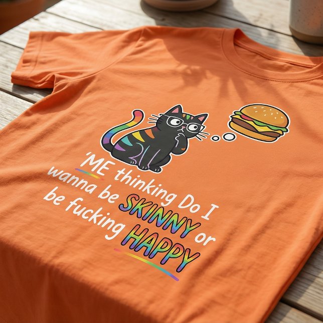 Funny Cat Burger T-Shirt | Skinny or Happy Meme  (Criador carregado)