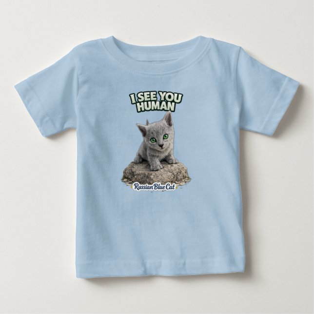 Funny Cat Kids T-Shirt – Russian Blue Kitten (Frente)