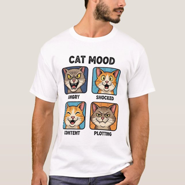 Funny Cat Mood Chart T-Shirt (Frente)
