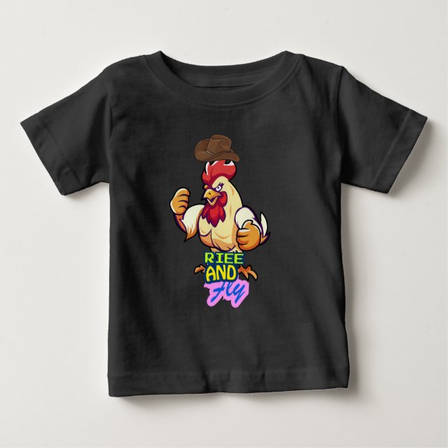 Funny Chicken Rise and Fly” T-Shirt (Frente)