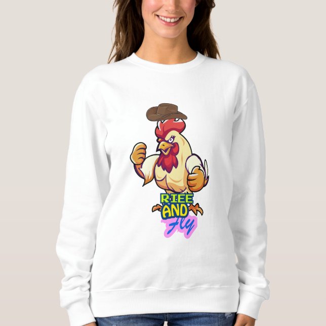Funny Chicken Rise and Fly” T-Shirt (Frente)