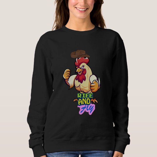Funny Chicken Rise and Fly” T-Shirt (Frente)