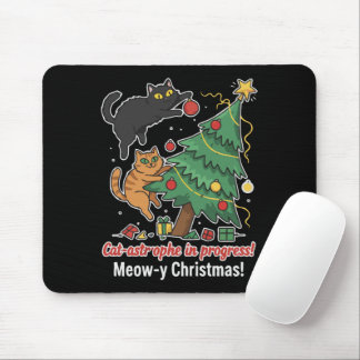 Funny Christmas Cat Mousepad - Cat-ástrofe em Anda