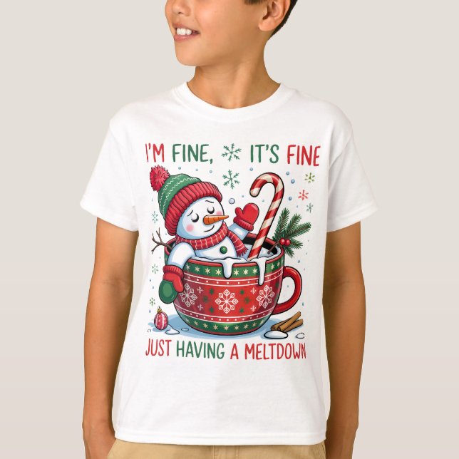 Funny Christmas Snowman Boys T-shirt (Frente)