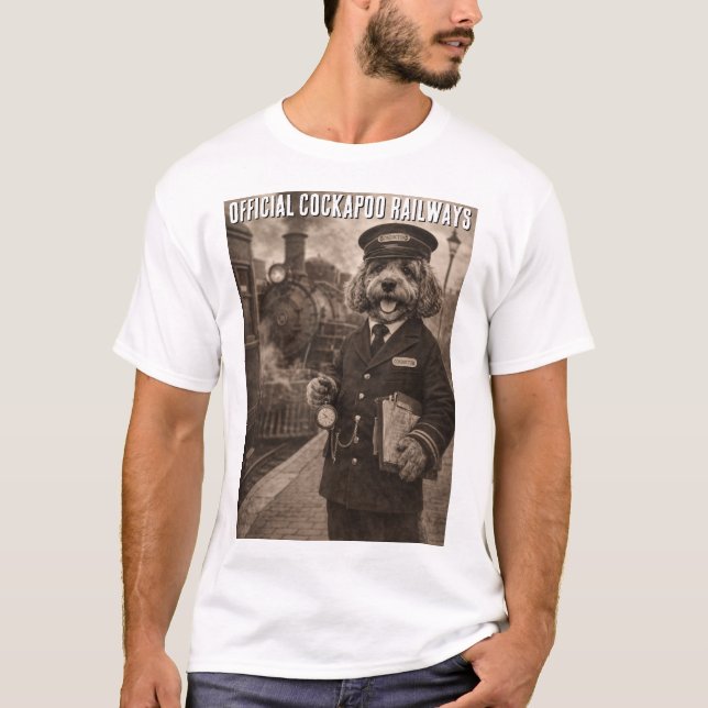 Funny Cockapoo Railways T-Shirt  (Frente)