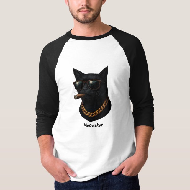 Funny Cool Cat Shirt– Meowster Gangsta Cat T-Shirt (Frente)