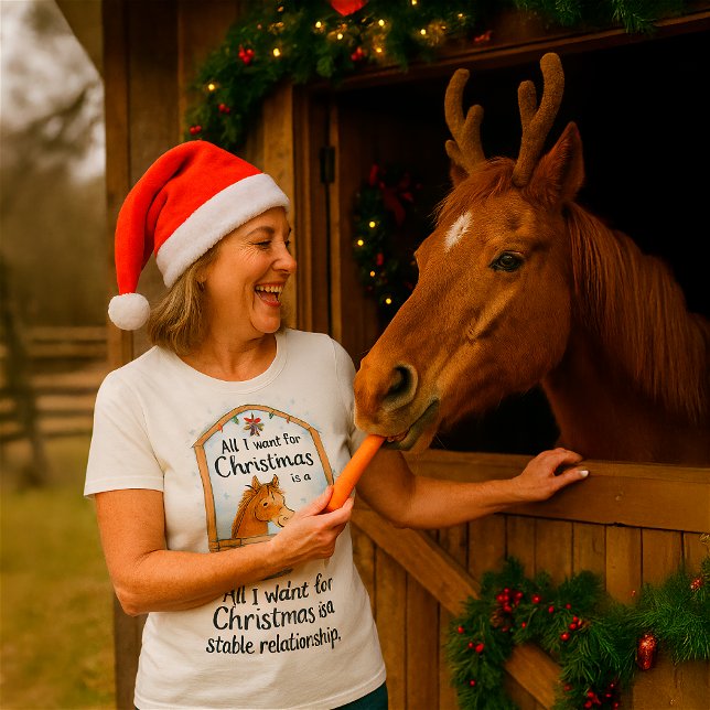Funny Couple Horse Christmas T-Shirt – Custom Name (Criador carregado)