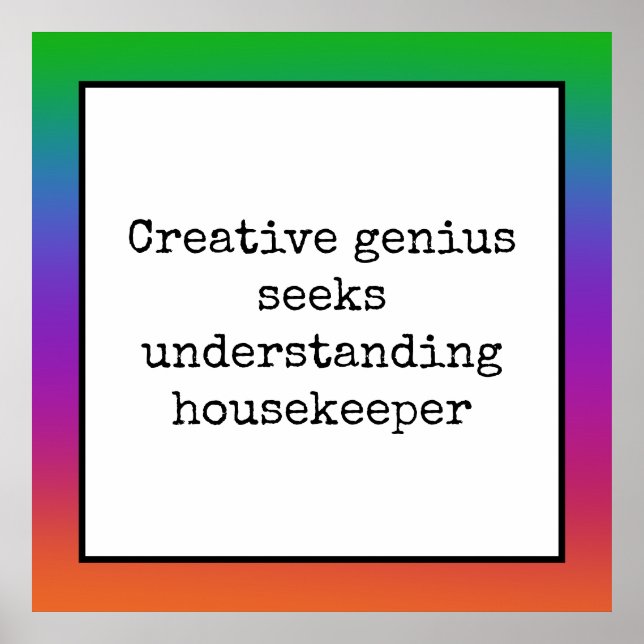 Funny Creative Genius Housekeeper Poster (Frente)