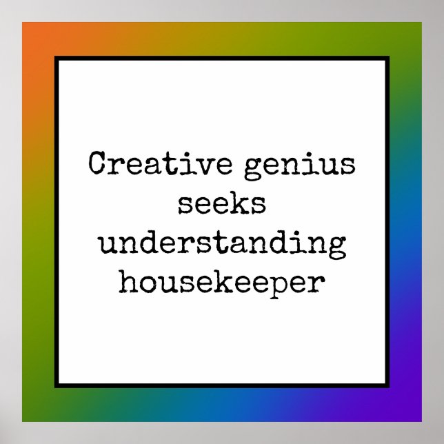Funny Creative Genius Housekeeper Poster (Frente)
