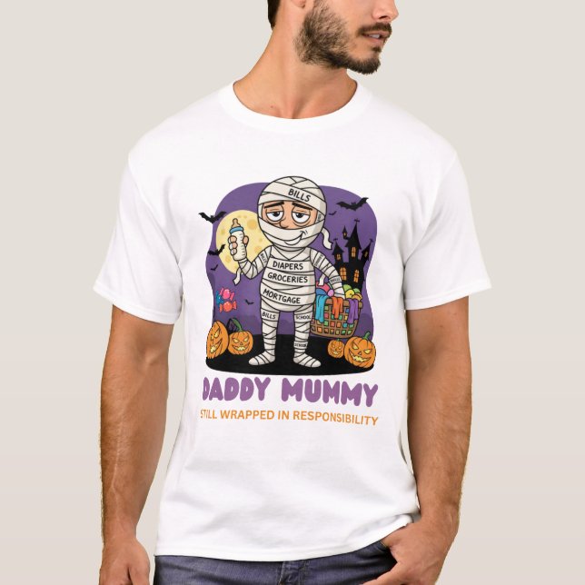 Funny Daddy Mummy Halloween T-Shirt for Dads (Frente)