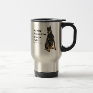 Funny Doberman contra a Caneca de viagem da Esposa