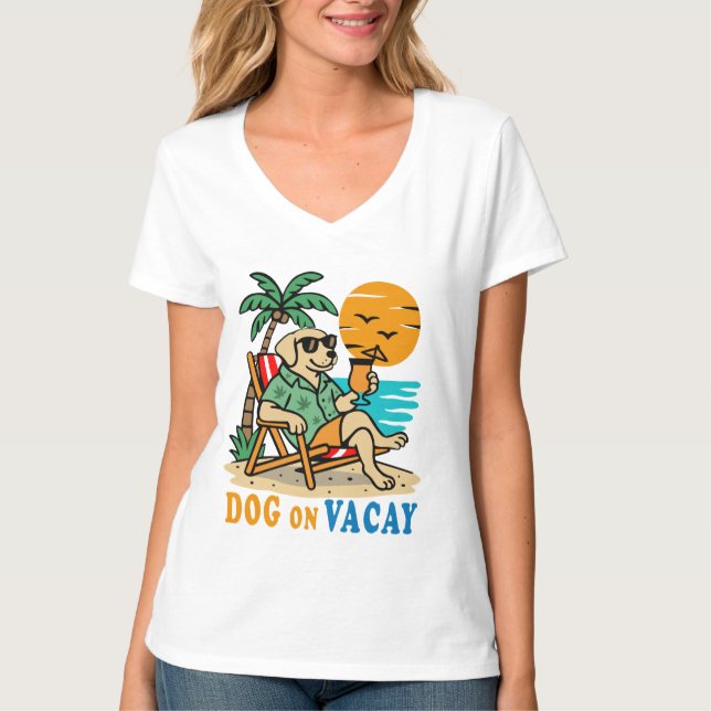 Funny Dog on Vacation T-Shirt | Cute Summer (Frente)