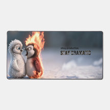 Funny Fire and Ice Penguin Mouse Pad