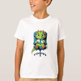 Funny Green Dragon Cartoon Kids T-Shirt