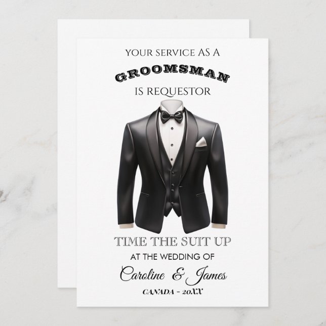 Funny Groomsman  Invitation (Frente/Verso)