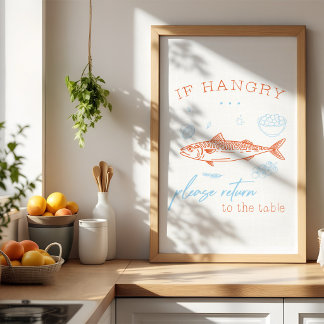 Funny Hangry Fish Quote Kitchen Wall Art Poster