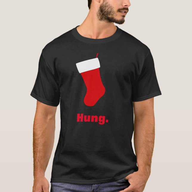 Funny Hung Stocking Christmas T-Shirt (Frente)