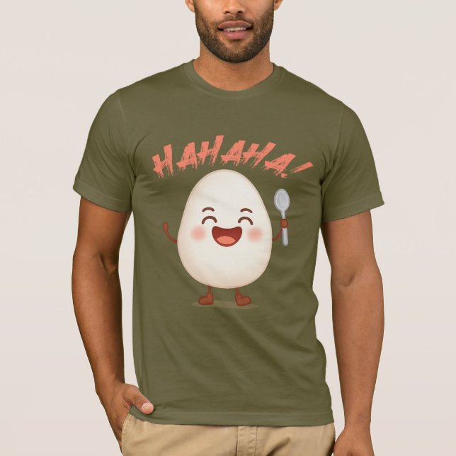 Funny Laughing Egg Cartoon Bella+Canvas T-Shirt (Frente)