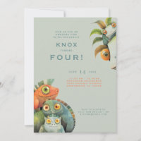 Funny Lizard 4º Convite de festas de aniversário