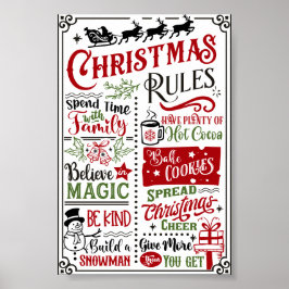 Funny Moderno Regras de Natal Sinal de Poster