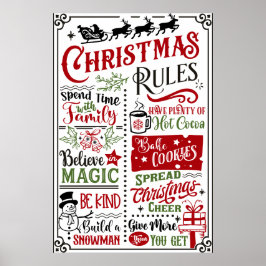 Funny Moderno Regras de Natal Sinal de Poster